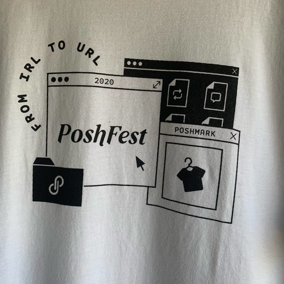 Gildan Poshmark Poshfest 2020 White Shirt Size Large - Picture 3 of 6